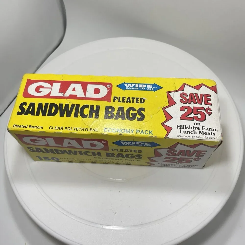 Vintage Glad Pleated Sandwich Bags Economy Pack 150 Count Box NOS